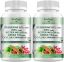 GREENLIONS Dodatek Berberine s Ceylon Skořice - 120 Count Berberine 1500mg Berberine HCL Kapsle s hořkou Melon / Artichoke Extrakts & Přírodní Byliny pro imunitní podporu 2 Pack