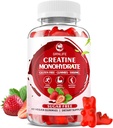 Svalovina Monohydrát Žvýkačky pro muže a ženy, Žvýkačky Tvůrce Monohydrát pro svalovou sílu, Svalovina Builder, Energy Boost, Cukr zdarma, Vegan, Strawberry Flavor- 60 Počet