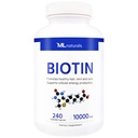 ML Naturals Biotin 10000 mcg 240 Zeleninové kapsle. Podporuje zdravé vlasy, kůže, hřebíky, a výroba energie, NSF- Certified & cGMP-Compliant
