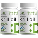 DEAL SUPPLMENT 2 Pack Antarktický krilový olej, 1,000mg Per Serving, 480 Softgels - Mercury Free, No Fishy Taste - Bohaté Omega-3s, EPA, DHA, Astaxanthin, & Fosfolipidy - Non- GMO, No Gluten