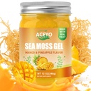 ACEYO (12 OZ) Irish Sea Moss Gel Raw Vegan Mango Ananas Flavor 102 Vitamíny a minerály Wild Sklizeň Non-GMO imunitní obrana Booster štítné žlázy stravovací podpora