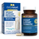 Denní Nouri podpora hmotnosti Probiotika pro ženy a muže 124; Podporuje zdravé řízení hmotnosti, Metabolismus, Digestion & Gut Zdraví 124; 3 Klinicky studované Strany + Vegan Omega Oil 124; 30- denní zásobování