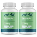 BESTVITE vitamin K2 100 mcg jako MK-7 (240 Vegetariánských kapslí) (120x2) - No Stearates - Vegan - Non GMO - Gluten zdarma