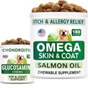 BARK & SPARK Glucosamine Dog Treats + Omega 3 pro psy Bundle - Podpora kyčelního kloubu a společná pomoc proti bolesti + Žvýkání rybího oleje, kožní alergie, Itch Relief, kůže a coat