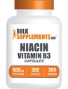 BulkSupplements.com Niacin Kapsle - Niacin dodatek, Vitamin B3 - Gluten zdarma, 1 Kapsle per Serving, 365 Kapsle (Balení po 1)
