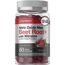 Horbäach Nitric Oxide Beet Root Gummies CLAS124; 60 Count CLAS124; s nitráty CLAS124; Strawberry Flavor CLAS124; Vegan, Non- GMO, gluten zdarma dodatek