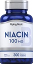 Piping Rock Niacin dodatek pro ženy a muže S124; 100mg S124; 300 tablety S124; Nikotinová kyselina s flushing S124; Vegetariánské, Non- GMO, gluten zdarma