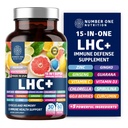 N1N LHC + 15-in-1 Imunitní Supplement s Spirulina, Kurkuma, Ginseng, Guarana, Vitamin D a Vitamin C pro imunitu, Energie a Long- Haul Relief, 60 Veg Caps, Lahvička Barva května Vary