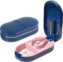 Kompaktní Pill Cutter pro přesné stříhání, Pill Cutter Splitter, Přenosný Pill Splitter pro malé tablety, Vitamíny a denní použití (modrá)