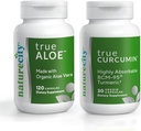 NatureCity Joint Support Bundle 124; True- Aloe Made with Organic AloeVera, 120 Capsules + True- Curcumin with 500mg of High Absorbable BCM- 95 Curcumin + Turmeric Essential Oil, 30 Capsules