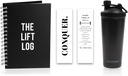 Stainless Steel Protein Shaker Lahvička, Izolovaná vodní láhev s černým uhlíkovým fiberem Wrap & Workout Journal s záložkou - 6 měsíců Nedatovaný Daily Fitness Journal
