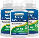 Nejlepší Naturals Acetyl L- karnitin (ALCAR) 500mg, 120 Kapsle, 120 Servings - Non- GMO a gluten zdarma, 1 kapsle per Serving (3 Pack)