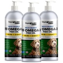 Liquid Health Domácí zvířata K9 Omega 3 Rybí olej pro psy - Liquid Omega 3 Dodatek pro zvířata s EPA + DPA + DHA - Snižte svědění a prolévání, Podpůrné spoje, Imunita, Brain, Heart Health - USA Made (3 Pack)