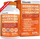21- in-1 Berberine Supplement with Ceylon Cinnamon - Berberine 1500 mg with Chromium, Bitter Melon and Green Tea Extract - Berberine 5X for Weight Management & Metabolism Support with 5279 mg (120 ct)