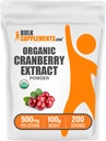 BulkSupplements.com Organic Cranberry Extract Powder - Organic Cranberry Flavoring Powder, Sourced from Vaccinium Macrocarpon Fruit - Vegan & gluten Free, 500mg per Serving, 100g (3.5 oz) (Balení po 1)