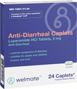 WELMATE - Anti- Diarrheail Caplets (24 Caplets) - Loperamid HCL 2 mg - Průjem Symptomatická úleva - Upset Stomach Reliever - Anti Diarrhea pilulky - Over- The- Counter Medication