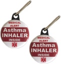 Asthma Inhaler Uvnitř tag Tag lékařské upozornění Zipper Tah sada 2ks