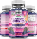 FRESH HELTHCARE Elderberry Gummies s vitamínem C, zinek a Sambucus Elderberry 30: 1 Extract - 100% Vegan - Imunitní podpora pro dospělé a děti - 120 Count Gummy Dodatek