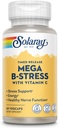 SOLARAY Mega Vitamin B-Stress, Timed- Release vitamin B Komplex s 1000 mg vitaminu C pro stres, energie, červené krvinky a imunitní podpora, 60 Den záruky, Vegan, 20 Služební, 60 VegCaps