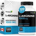 Renew Actives L- Arginin dodatek 1000MG pro obsluhu - Síla a vytrvalost, esenciální pro syntézu proteinů a svalové funkce, Fyzikální výkon Booster - Made in Canada - 120 Tablety