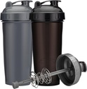 [2- Pack] 28- Ounce Shaker Lahvička 124; Protein Shaker Lahvička s Action- Rod Wire Mixer 124; Shaker Cups jsou BPA zdarma a myčka nádobí bezpečné 124; Black & Gray