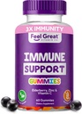 Feel Great Imunity Support Gummies with Elderberry, Zinek a Vitamin C '-124; Sambucus Nigra dodatek 124; 60 Gummies