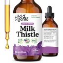Wild & Organic Milk Thistle Liquid Drops - Játra čistící detox - Silymarin Milk Thistle dodatek pro podporu jater - Přidat do čaje - Silybum Marianum Seed Extract Tincture - Cukr & Alcohol- Free - 4 oz
