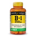 MASON NATURAL vitamin B, 1 Thiamin 250 mg, 100 denní zásobovací dietní dodatek, snadné, na, Polykat tablety, Podpora výroby energie a zdravý metabolismus