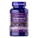 Puritan 's Pride Grapeseed Extract 100mg s Citrus Bioflavonoid Complex, Dietní dodatek pro antioxidant a srdeční podporu, 200 Rychlé uvolnění kapsle