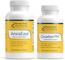 Výzkum Nutriční Relaxation Support Bundle - AnxiaEase Stress, Cortisol Management & Mood Supplement (120 Kapsle) & Circadian PM pro mírové noci (90 Kapsle)