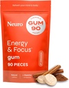 NeuroGum Energy & Focus Gum (Skořice, 90 Kusy) 124; 40mg přírodní kofein + L- Theanine + vitamin B12 & B6 + Xylitol 124; Cukr zdarma nootropní kognitivní mozek doplněk výkonu