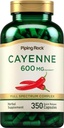 Piping Rock Cayenne Pepper Kapsle 124; 600mg Capsule 124; 350 Count Capsule 124; Koncentrovaný Extract Dodatek CP124; Non- GMO, gluten zdarma