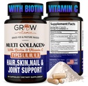 růst vitaminu Multi kolagen Kapsle 1800MG (Typy I, II, III, V & X) - Non GMO, Tráva Fed kolagen - Anti Aging Podpora pro vlasy, kůže, nehty - proteinové pilulky pro společnou podporu - 90 Kapsle