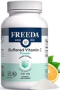 FREEDA Buffered Vitamin C Powder (kalcium askorbát) - Non- Acidic, Stomach- Friendly Vitamin C pro citlivé jedince - Vegan, Kosher, Sugar- Volný imunitní podpora - 5 oz