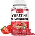 Kreatin- monohydrát Žvýkačky pro muže a ženy, Žvýkací 3g Creatin Monohydrát s vitaminem B12 pro růst svalů a recovery- Vegan, přírodní jahodové aroma, 90 Gumy