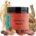 Focus Gummies with American Ginseng, Korean Panax Ginseng & Reishi Extract - Pomáhá podporovat energii & Mood, Vegan, Low-Sugar, 60 Gummies, Ananas, Loquat & Jahodová Flavor