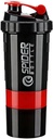 5 V 1 Lahvička protein Shaker - Profesionální série Shaker Lahvička pro proteinové shakes A Pre Workout Gym Lahvička, S práškem Storage, Pill Tray, Míchací koule, Shakes Cup (červená)
