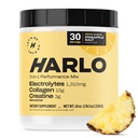 Harlo - Kolagen & creatine Electrolyte Drink Mix - Ananas Salt Flavor - Hydratační Pre & Post Workout Powder - Podporuje pokožku, spony a svalovou obnovu - Sugar- Free Energy Boost