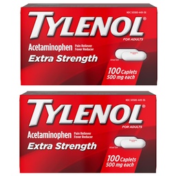 Tylenol Extra Strength Pain Reliever and Fever Reducer Caplet, 500 mg Acetaminophen, Pain Relief pilulky pro bolest hlavy, záda, bolesti zubů a menší artritida bolest, 200 Počet