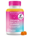 Pink Stork plodnost Gummies pro ženy - Ananas Mango Flavor, Koncepce podpora s Myo-Inositol, CoQ10, Folát, Zinek, Vitamin D, B6, B12 - Hormonální a reprodukční doplněk zdraví - 60 Gummies