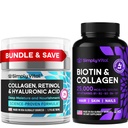 SimplyVital Biotin, Collagen & Retinol Bundle - 5000mcg Biotin for Hair, Skin & Nails + Anti- Aging Retinol & Hyaluronic Acid Cream for Face, Neck & Décolletté - Made in USA