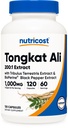 Nutricost Tongkat Ali 1,000mg 120 Kapsle - s Tribulus Terrestris a BioPerine, Vegetarian Caps, Non- GMO, Gluten Free, Potent Extract