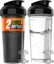 WrexX 2 Pack Protein Shaker Lahvička - až 28oz, 2x Shaker Ball, Přenosný Pre Workout Syrovátkové proteinové šálky pro proteinové třepačky, Leak Proof Shaker Lahvičky pro proteinové směsi