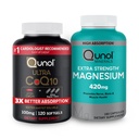 Qunol CoQ10 100mg Softgels, 3X Lepší Absorpce 4 Měsíční zásoba + 120 Počet Glycinát hořčíku Kapsle 420mg, Vysoká Absorpce Dodatek k hořčíku, 180 Počet