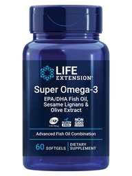 Life Extension Super Omega33 EPA / DHA Fish Oil, Sezame Lignans & Olive Extract - Heart Health, Brain Health, Inflagration Health Support, Cholesterol Health Support, Gluten- Free, Non- GMO, 60 Softgels