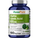 NusaPure Alpha Lipoic Acid 600 mg / Serving 180 Veggie Capsules (Vegetarian, Non- GMO, Vegan)