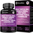 Mléko Thistle 3000mg NAC Chanca Piedra 2000mg Artyčok 2000mg Beet Root 2000mg Dandelion Root 1000mg, Jaterní čistící detox a opravy dodatek s TUDCA Choline a Ginger pro muže a ženy, 60 Kapsle