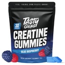 TASTY GAINS Creatine Gummies - 90g Creatine Monohydrátu - Cvičení doplňky - Build Muscle & Boost Strength for Men & Women - Made in USA - Non GMO - Vegan Friendly (Velké, modré Maliny)