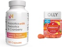 vH nezbytnosti Probiotika s Prebiotika a Cranberry Feminine Zdraví Kapsle Bundle s OLLY Probiotic + Prebiotic Gummy Digestive a Gut zdraví Žvýkací doplněk