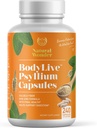BodyLive Psylium Husk Fiber Capsule Non- GMO 725mg, 240 Kapsle (1450mg / porcing, 120 Servings) Dodatek pro Colon Cleanse, Regularita, Zdravá strava, Prebiotický, Laxative, Heart Health
